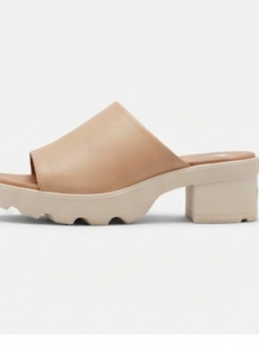 SOREL Beige Leather Platform Slide Sandals - Comfortable Chunky Sole size 9.5